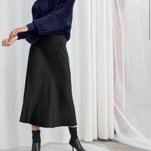 & Other Stories Black Midi Slip Skirt BNWT!